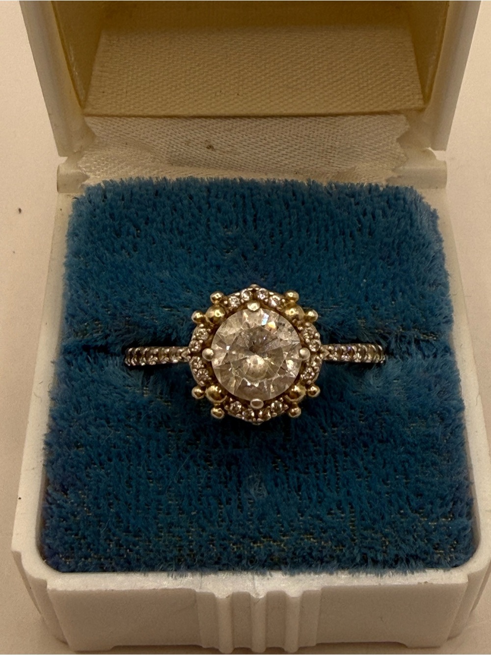 Disney Gold Mickey Mouse & Sterling Silver 925 Halo Moissonite Ring Size 8